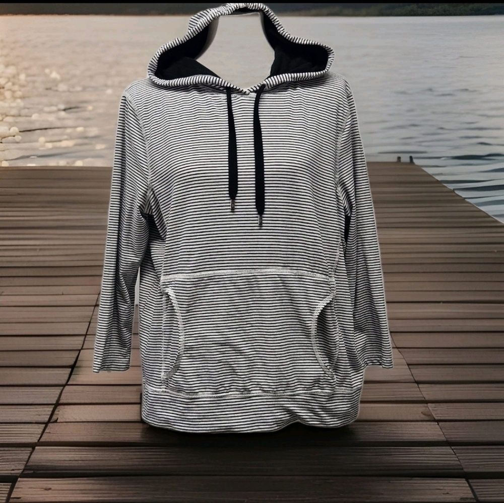 Ralph Lauren L-RL Lauren Active Pullover Sweatshirt Size XL Striped Hoodie